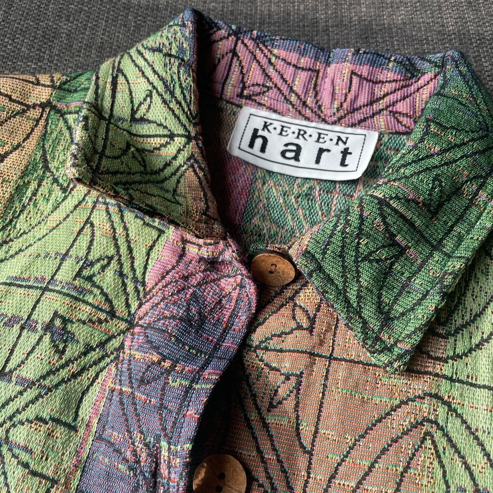 Keren Hart Colorful Vintage Tapestry Jacket Button Up Size L / XL - Picture 7 of 7